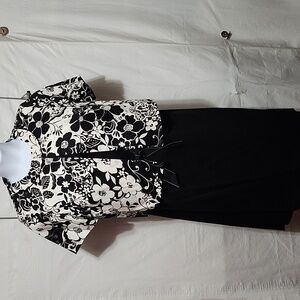 NWOT Sz14W Studio 1 Black Women's Dress With Floral Black & White bolero
